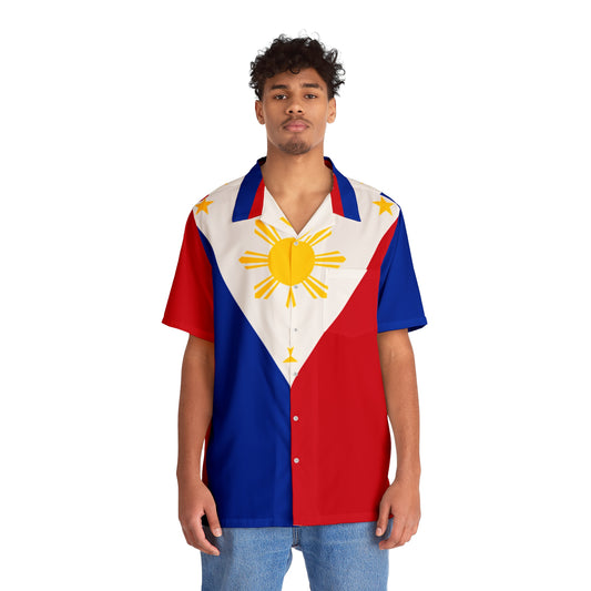 Philippines FilipinoFlag Inspired Men's Hawaiian Shirt | Multi Cultural Mens Costume | Philippine Independence day Celebration