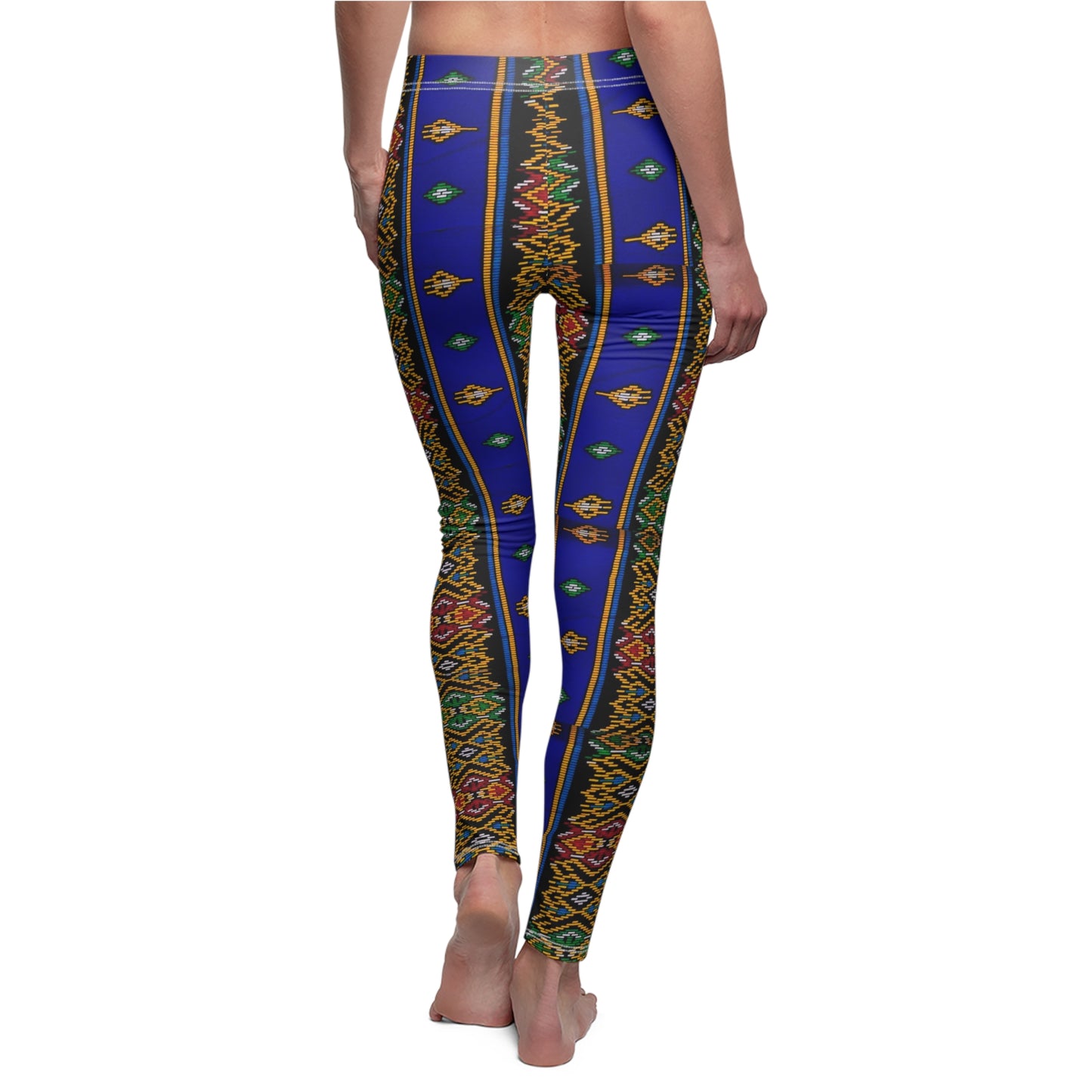 Philippines Filipino Mindanao batik Inspired Women's Cut & Sew Casual Leggings | Abstract blue themed batik Leggings