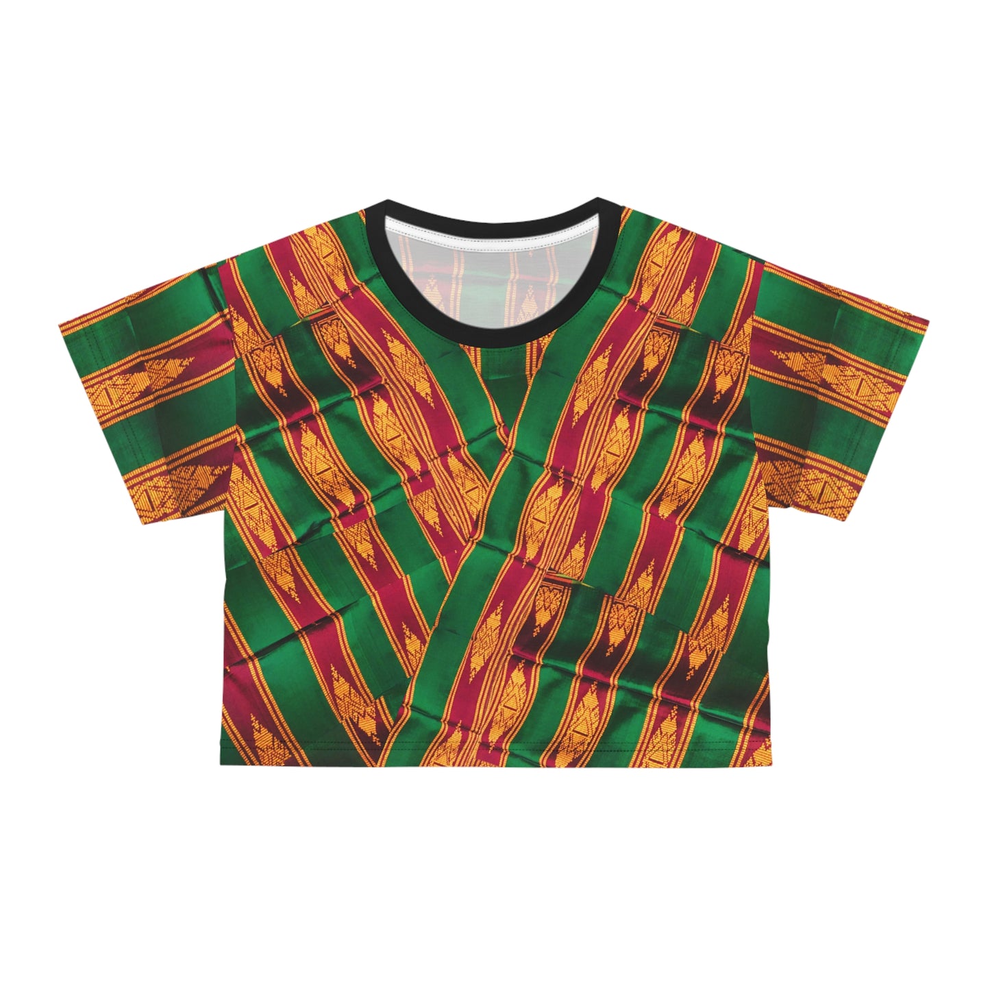 Philippines Filipino Mindanao Batik Inspired Crop Tee | Philippine womens Crsiply Printed Crop Shirt