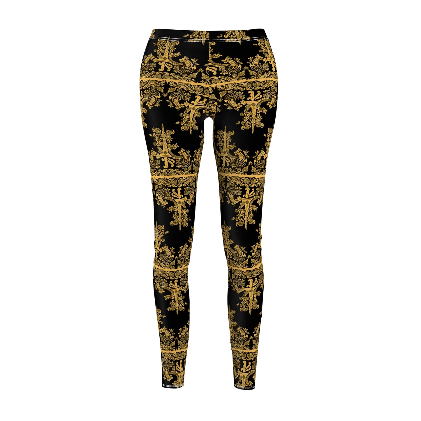 Philippines Filipino batik Mindanao Batik Inspired Women's Cut & Sew Casual Leggings | Black Batik leggings