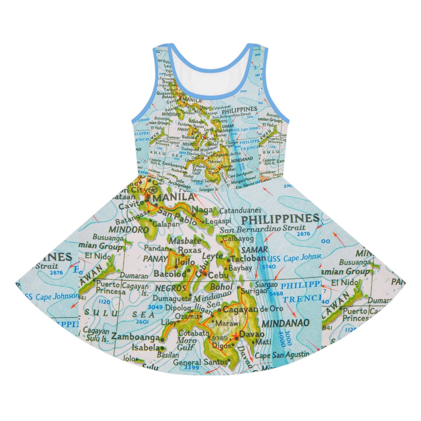 Philippine Map Sundress for kids |Filipino Culltural Sundress Girls Costume | Independence day celebration Kids Costume