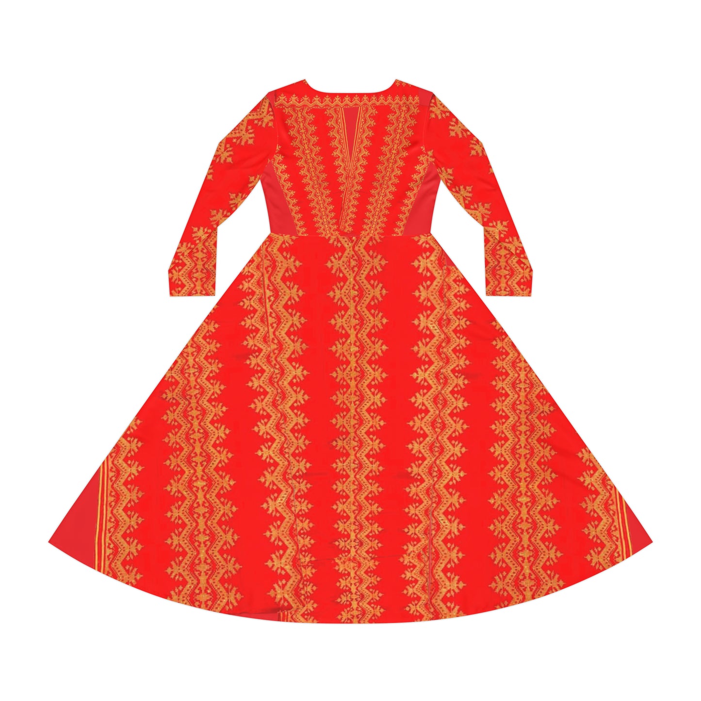Philippines Batik Inspired Women's Long Sleeve Dress | Red Mindanao batik Inspired Womens dress| Multi Cultral Independence day Attire.