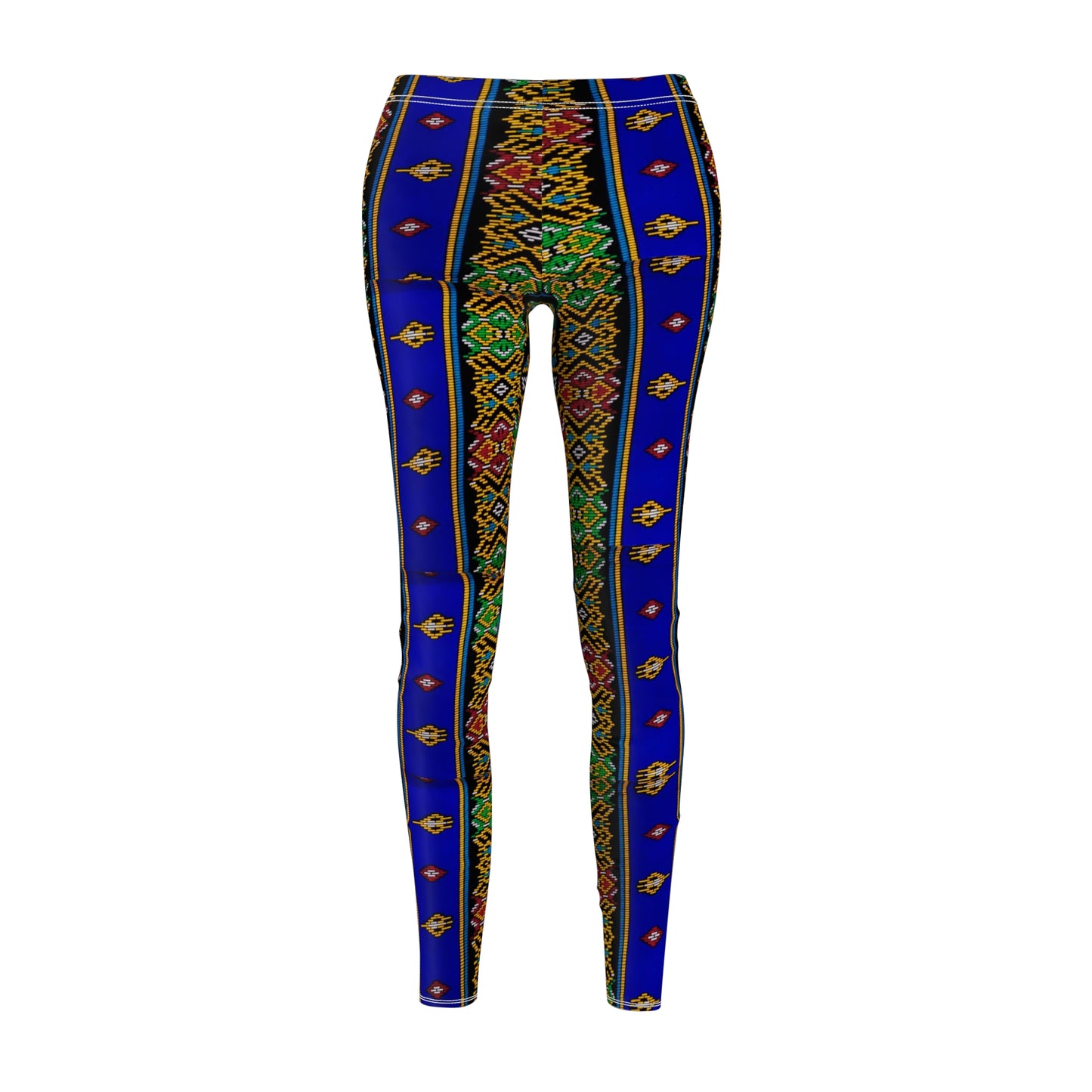 Philippines Filipino Mindanao batik Inspired Women's Cut & Sew Casual Leggings | Abstract blue themed batik Leggings