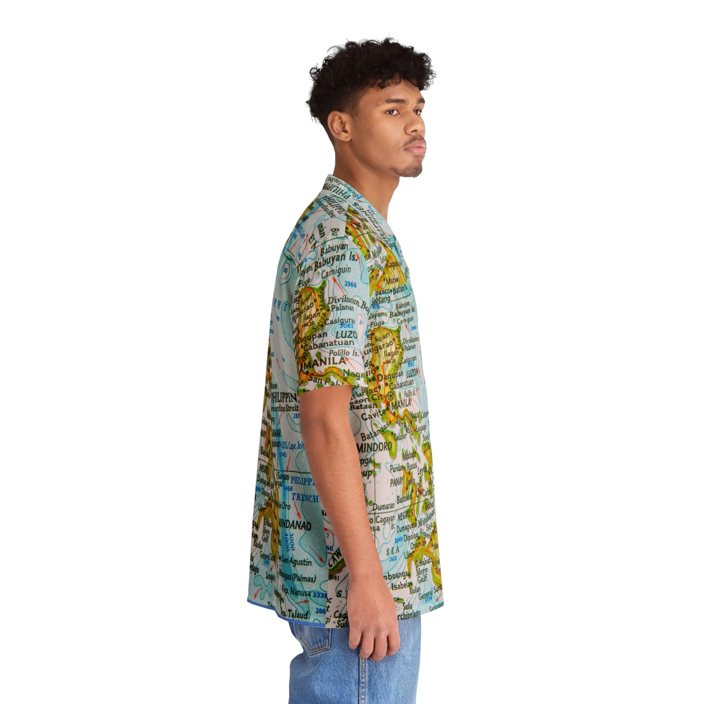 Philippine Map Inspired Men's Hawaiian Shirt | Multi Cultural Mens Costume | Philippine Independence day Celebration
