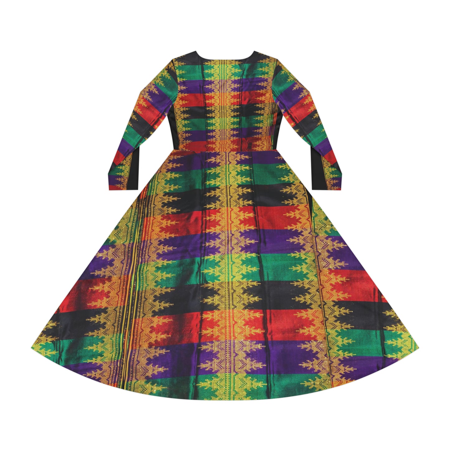 Philippines Filipino Crisply PRINTED Batik inspired Women's Long Sleeve Dance Dress | Mindanao Batik Multi Cultural Costume