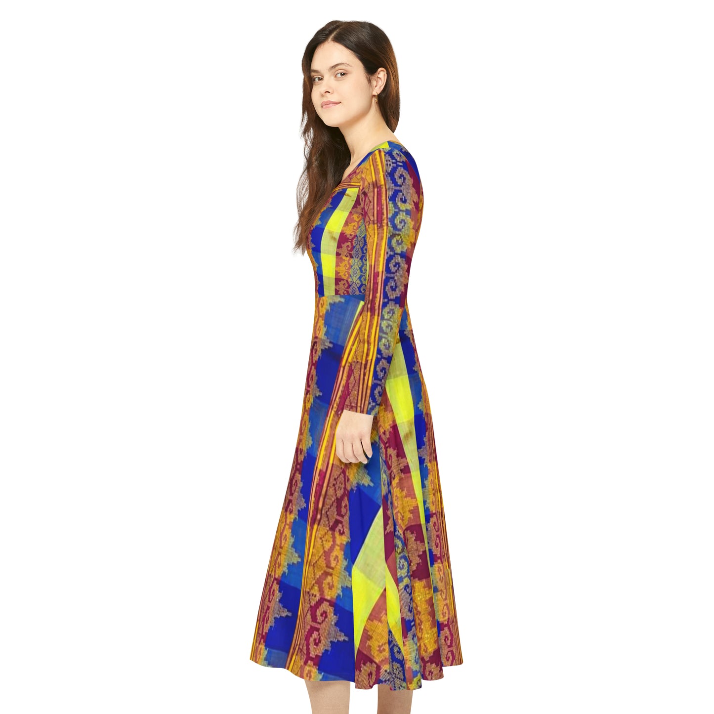 Philippines Filipino Mindanao BAtik inspired Women's Long Sleeve Dance Dress | Crisply PRINTED