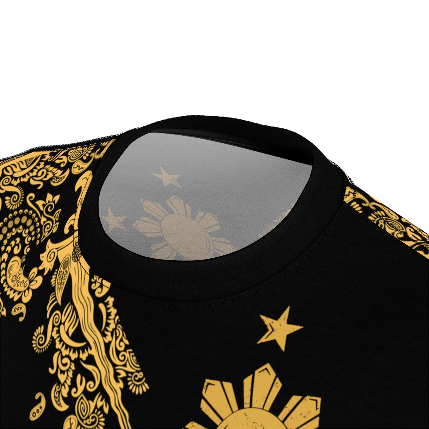 Philippine Batik inspired Unisex Cut N Sew Tee | Black Gold theme Crisply PRINTED