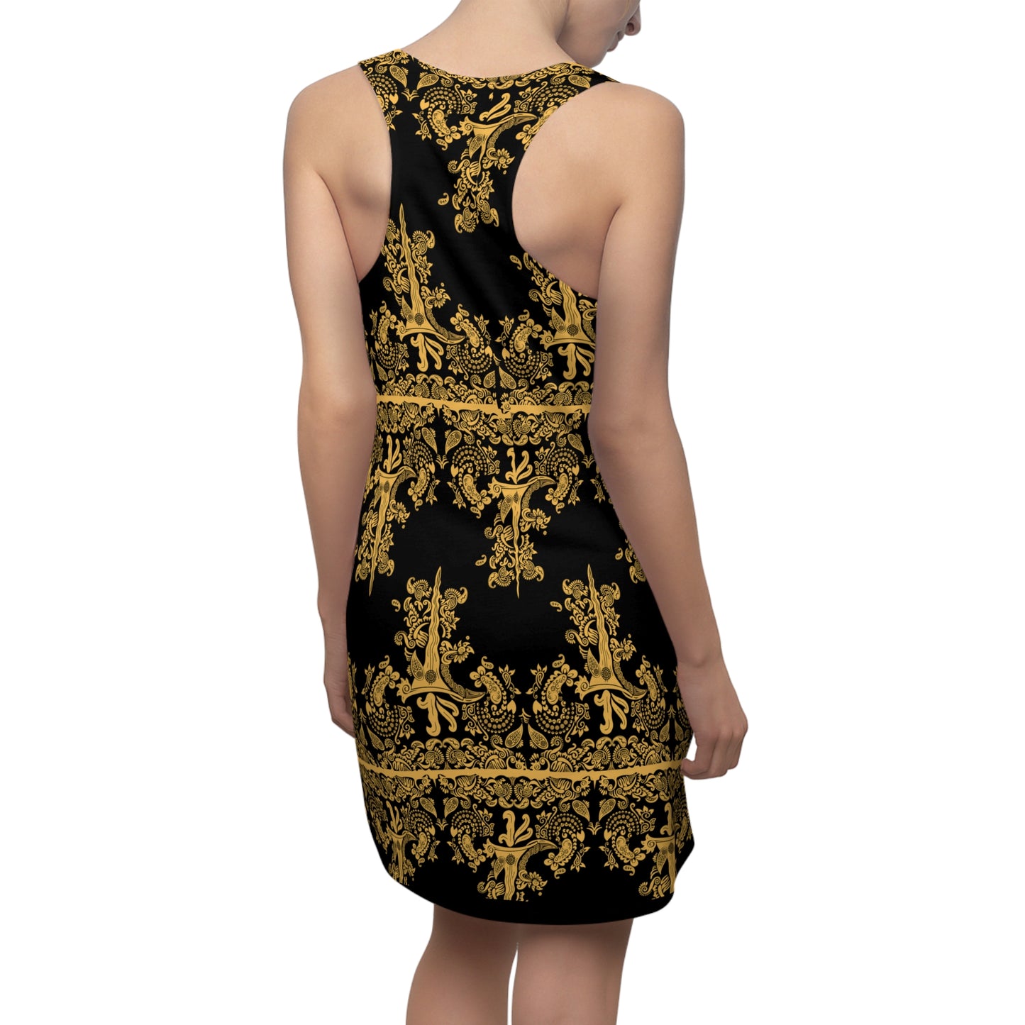 Philippines Batik Inspired Black and Gold theme Racerback Dress | Filipino Multi Cultural dress | Phil Independence day Celebration Attire