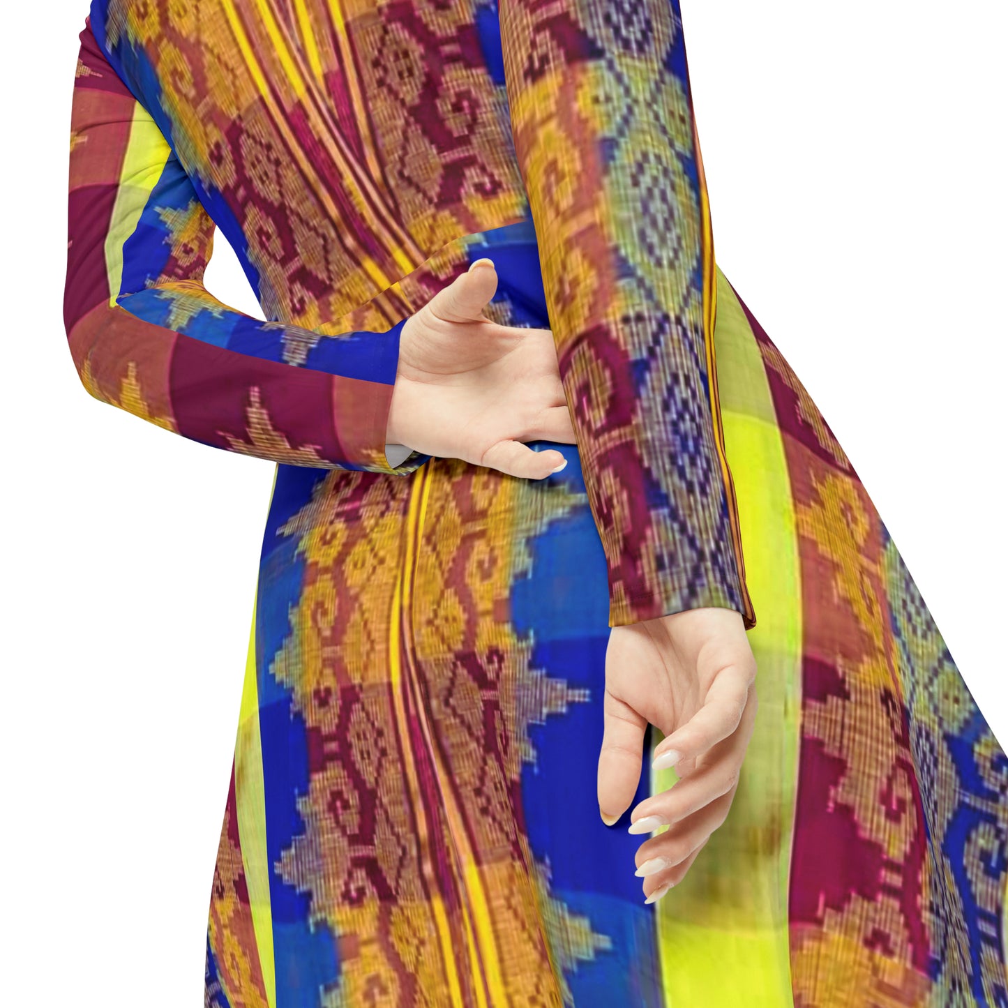 Philippines Filipino Mindanao BAtik inspired Women's Long Sleeve Dance Dress | Crisply PRINTED