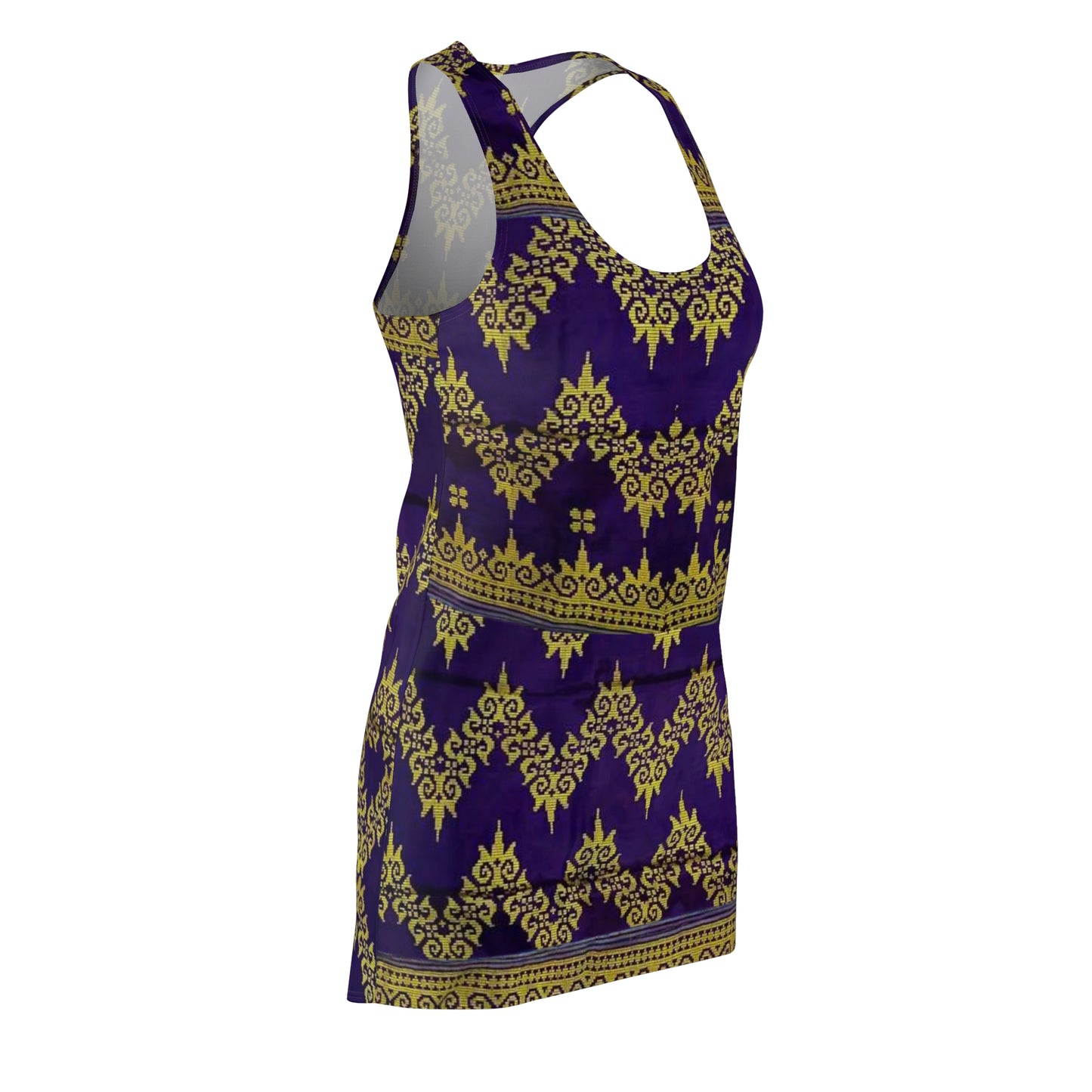 Philippines Filipino Batik Inspired Racerback Dress | Mindanao Purple Batik Crisply PRINTED Multi Cultural dress