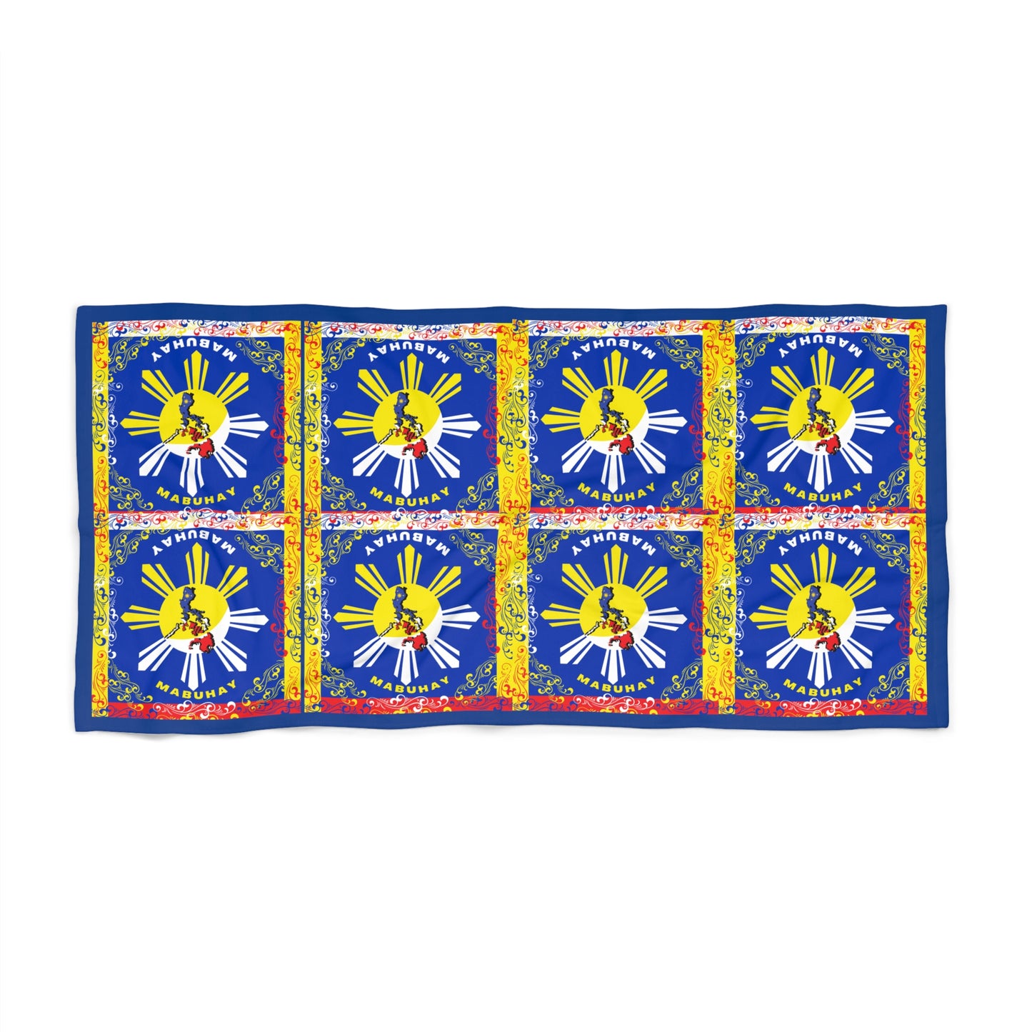 Philippine Map and Sun beach Towel | Filipino map Towel | Philippine Archipelago map summer beach towel |} Colorful Multi Printed Towel