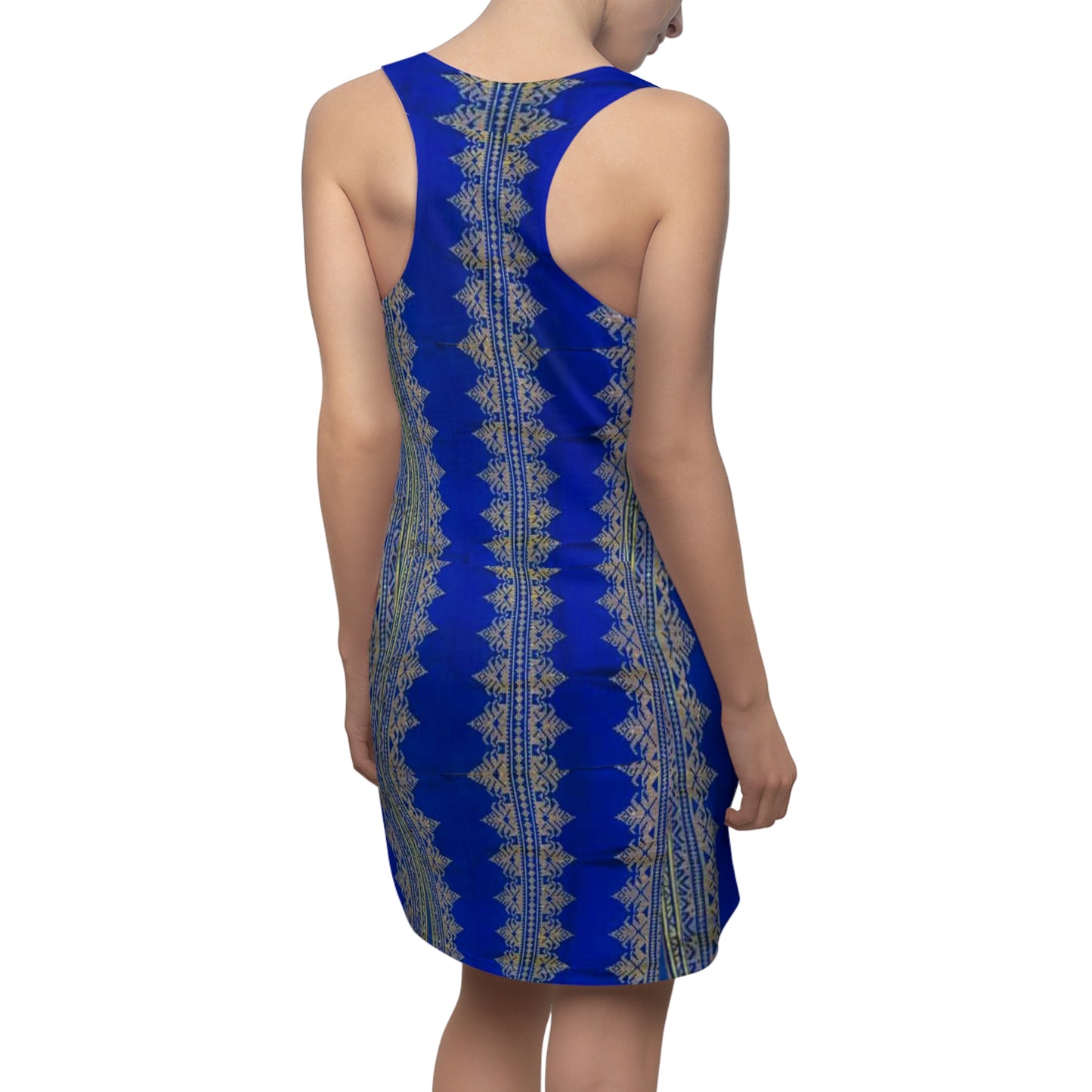 Philippines Filipino Batik Inspired Racerback Dress | Mindanao Batik Crisply PRINTED Multi Cultural dress |Blue batik Print.