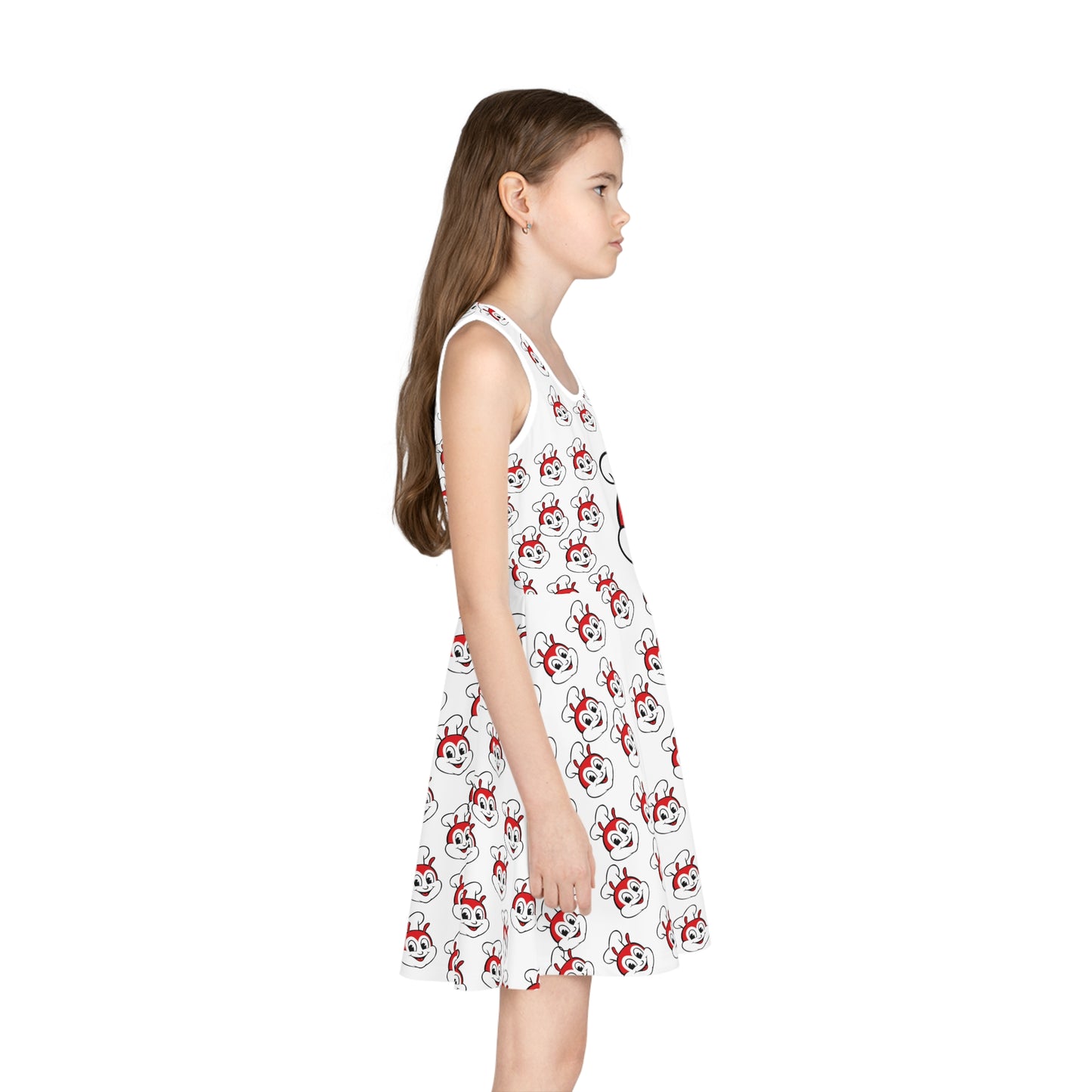 Philippines Filipino Jollibee Girls' Sleeveless Sundress| Kids Jollibee Dress | Unique Filipino gift idea for girls