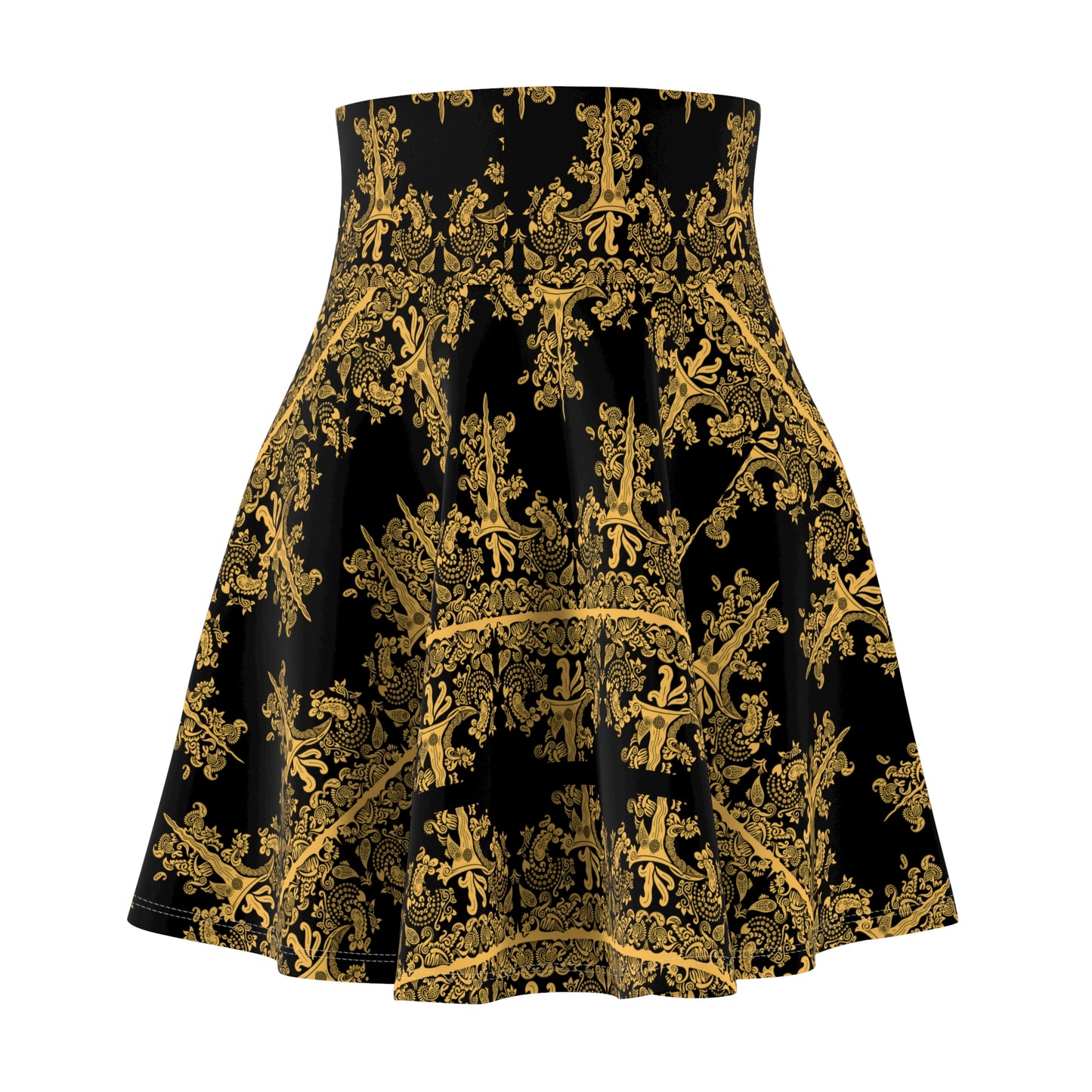 Philippines Filipino Crisply PRINTED Batik Inspired Skater Skirt |Black & Gold Muliti cultural Filipino Attire | Independence Day