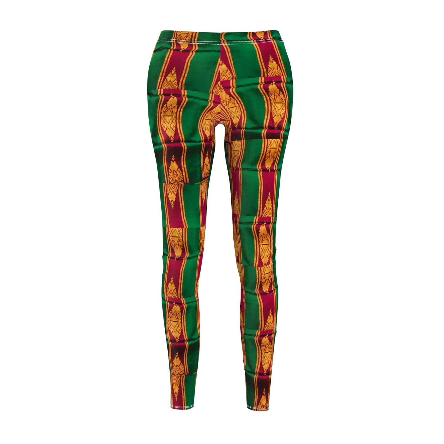 Philippines Filipino batik Mindanao Batik Inspired Women's Cut & Sew Casual Leggings | Green Abstract Batik leggings