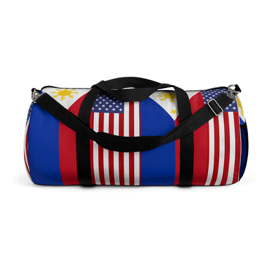 Philippines USA Mixed Flag Duffek BagDuffel bag | Crisply Printed Philippines USA Mixed Flag bag | Filipino Summer travel bag