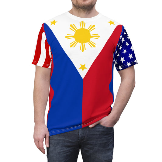 Philippines USA Mixed Flag Theme Unisex Shirt } Filipino American Friendship Shirt | Multi Cultural Shirt