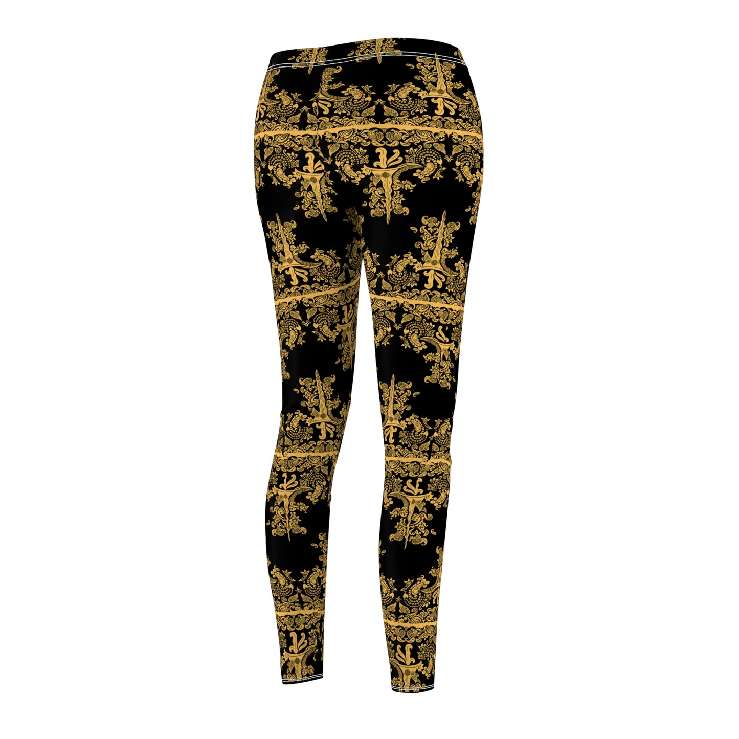 Philippines Filipino batik Mindanao Batik Inspired Women's Cut & Sew Casual Leggings | Black Batik leggings