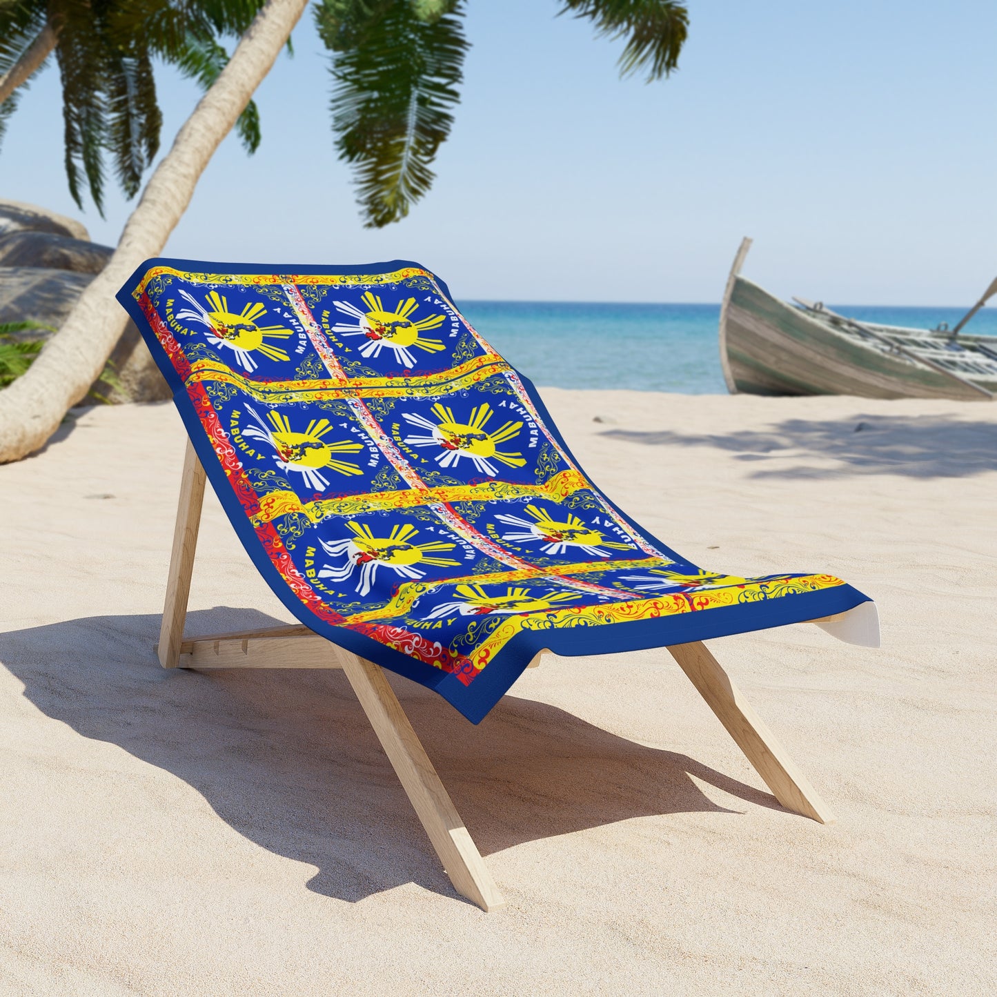 Philippine Map and Sun beach Towel | Filipino map Towel | Philippine Archipelago map summer beach towel |} Colorful Multi Printed Towel