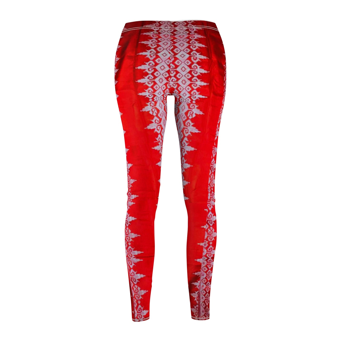 Philippines Filipino batik Mindanao Batik Inspired Women's Cut & Sew Casual Leggings | Red Batik leggings