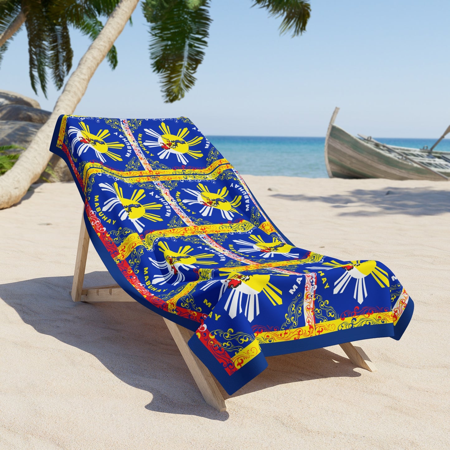 Philippine Map and Sun beach Towel | Filipino map Towel | Philippine Archipelago map summer beach towel |} Colorful Multi Printed Towel