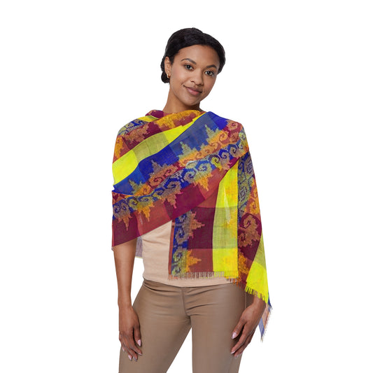 Philippines Filipino Batik inspired Light Scarf | Mindanao batik inspired Crisply PRINTED One sided scarf