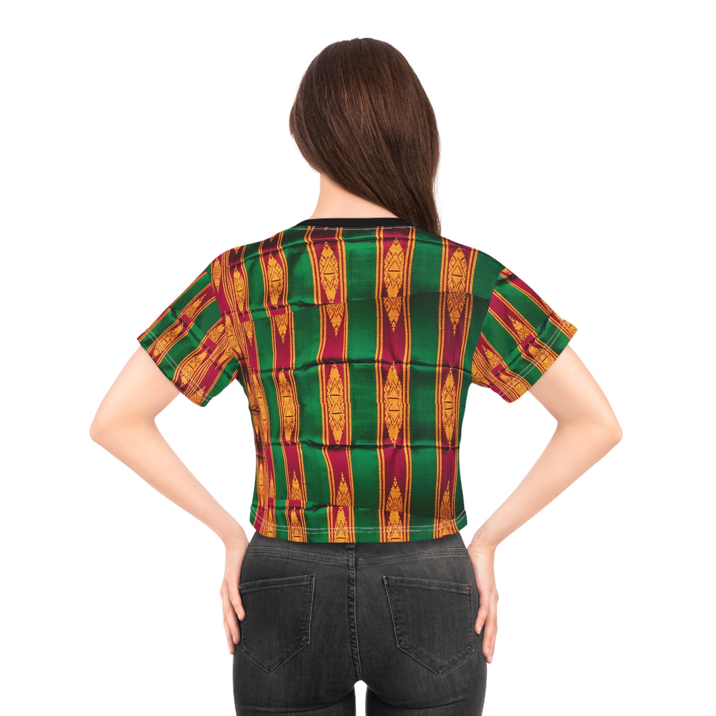 Philippines Filipino Mindanao Batik Inspired Crop Tee | Philippine womens Crsiply Printed Crop Shirt