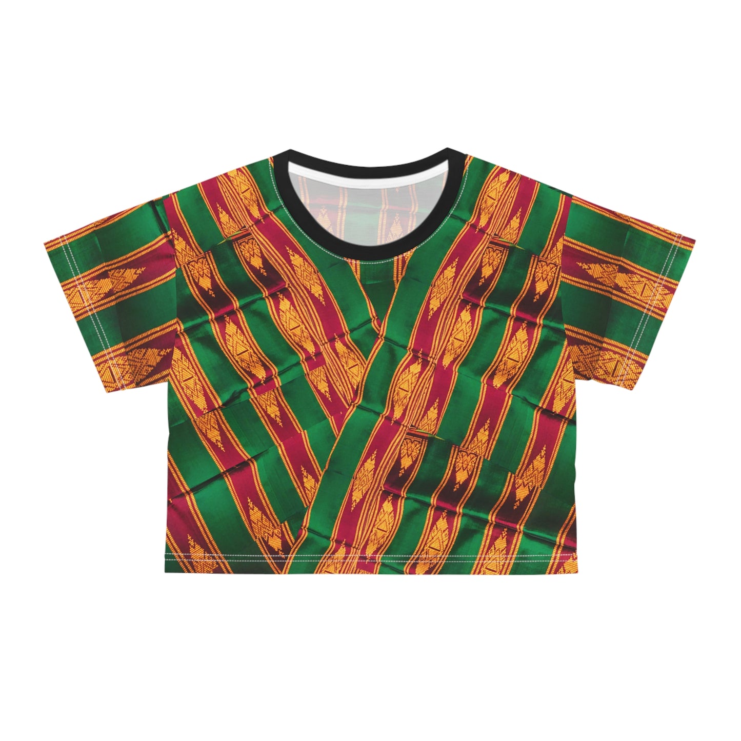 Philippines Filipino Mindanao Batik Inspired Crop Tee | Philippine womens Crsiply Printed Crop Shirt