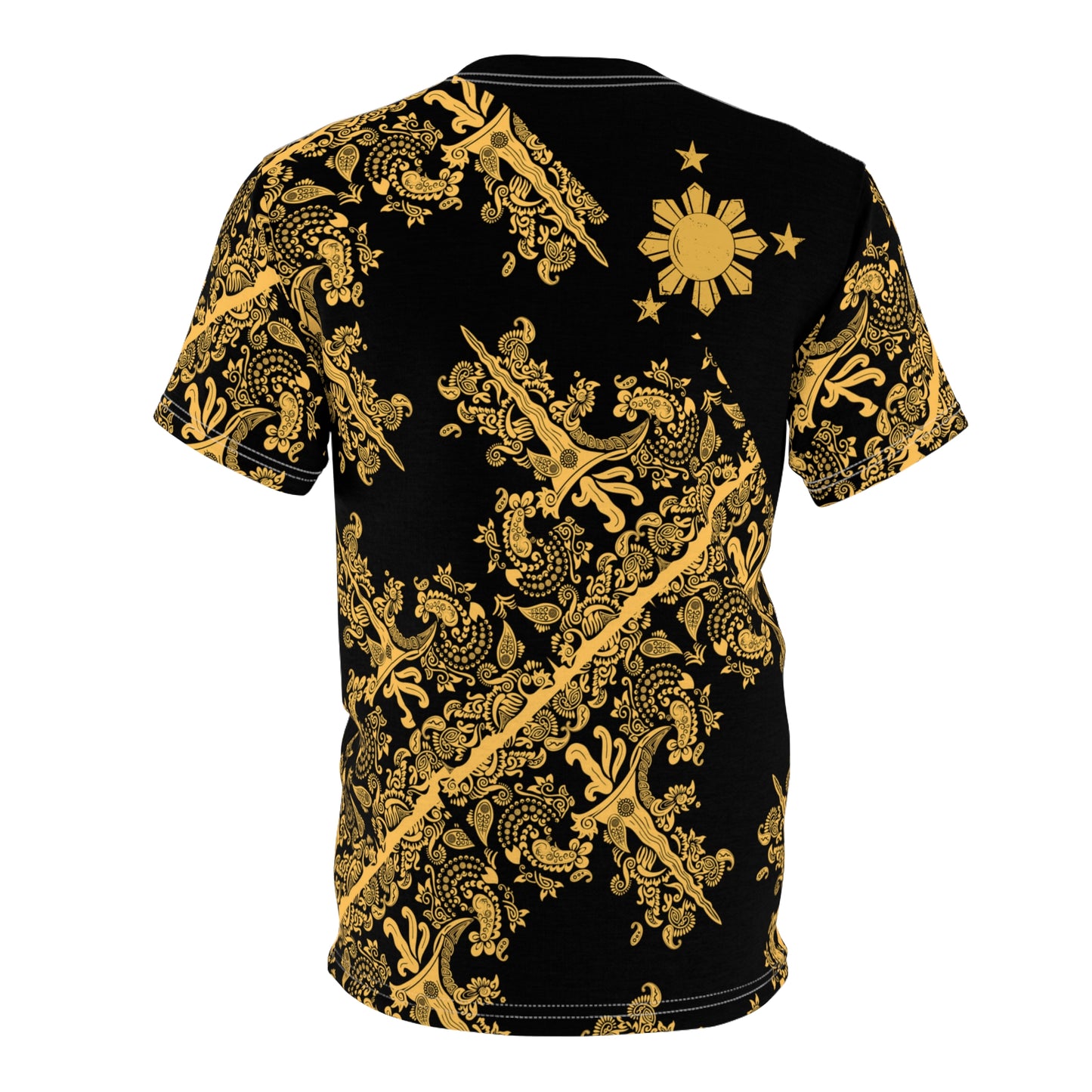 Philippine Batik inspired Unisex Cut N Sew Tee | Black Gold theme Crisply PRINTED