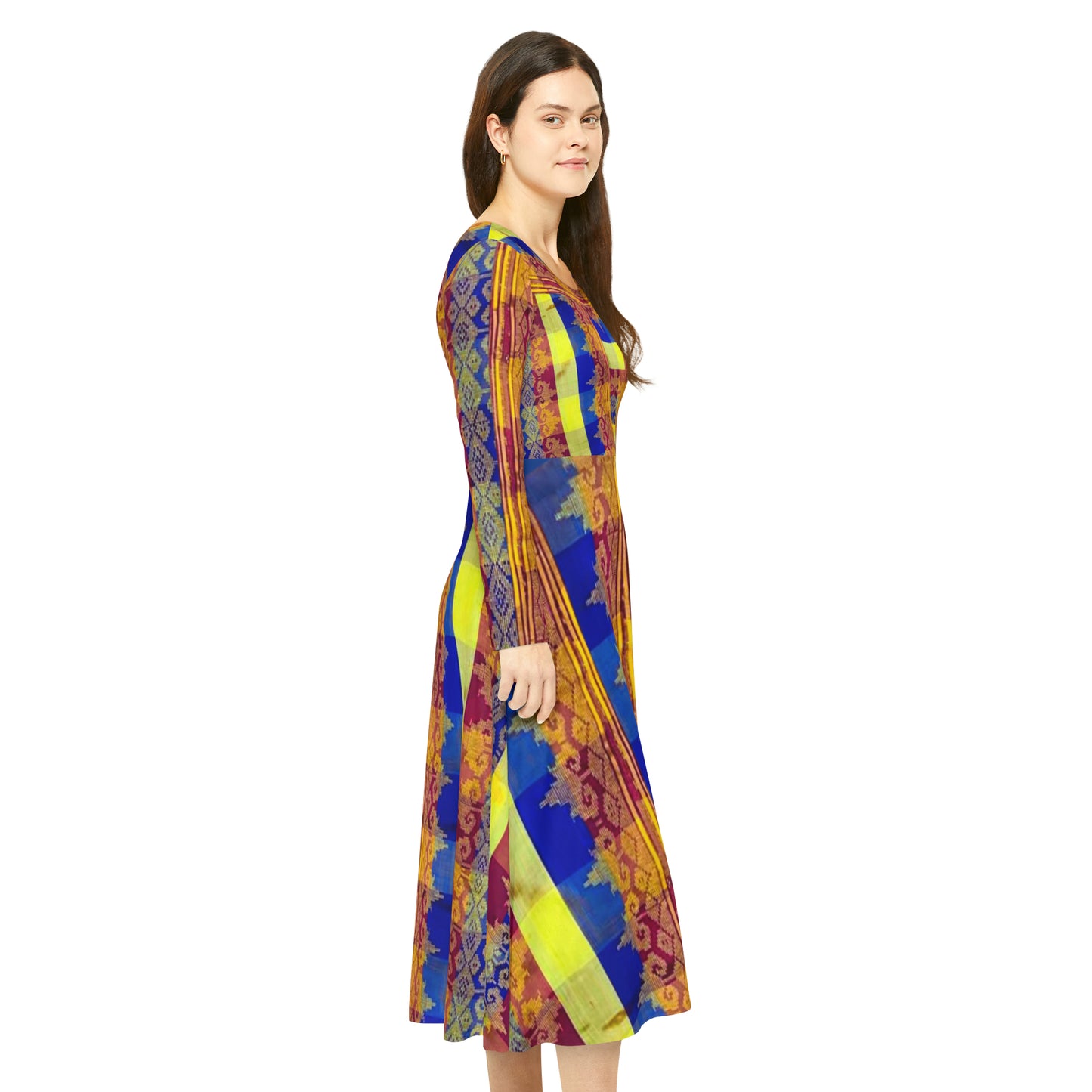 Philippines Filipino Mindanao BAtik inspired Women's Long Sleeve Dance Dress | Crisply PRINTED