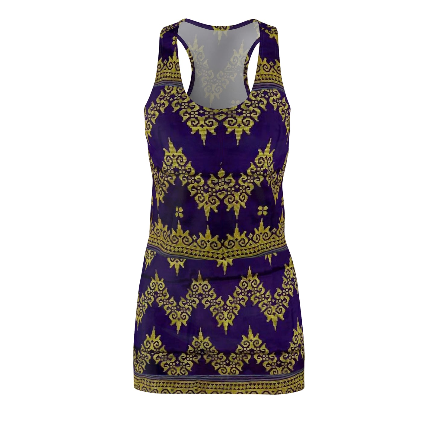 Philippines Filipino Batik Inspired Racerback Dress | Mindanao Purple Batik Crisply PRINTED Multi Cultural dress