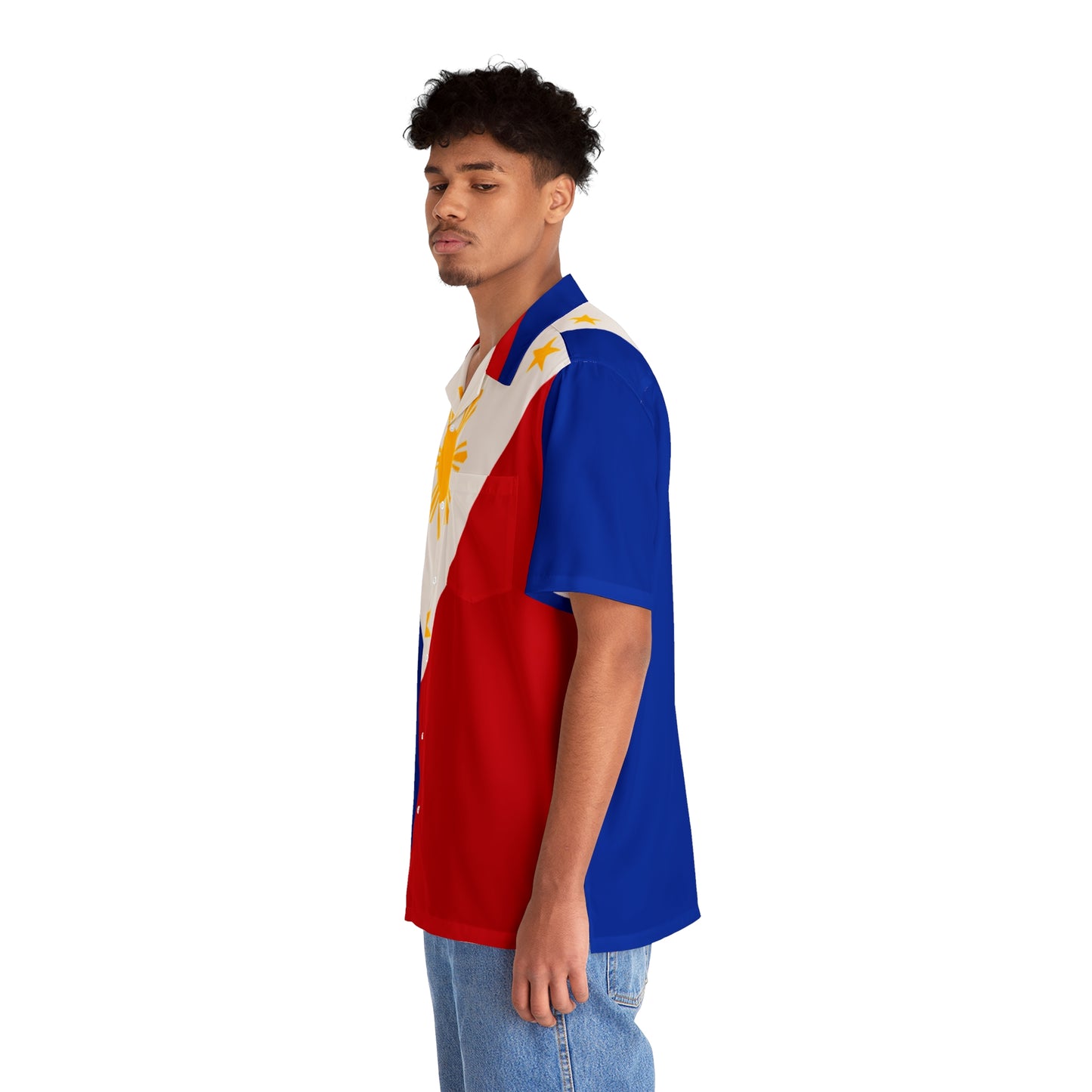 Philippines FilipinoFlag Inspired Men's Hawaiian Shirt | Multi Cultural Mens Costume | Philippine Independence day Celebration