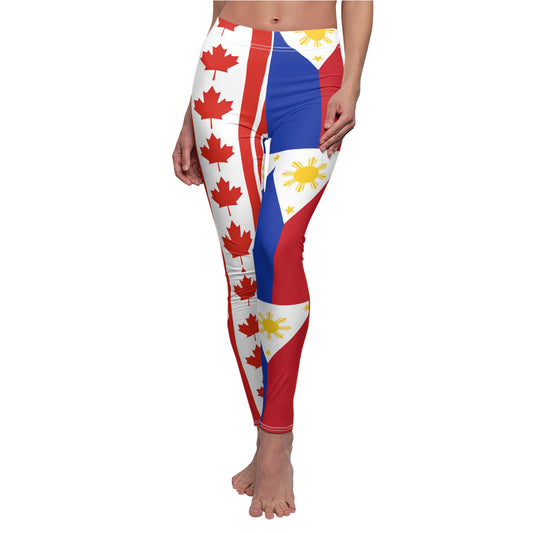 Philippines Canada Mixed Flag Women's Casual Leggings