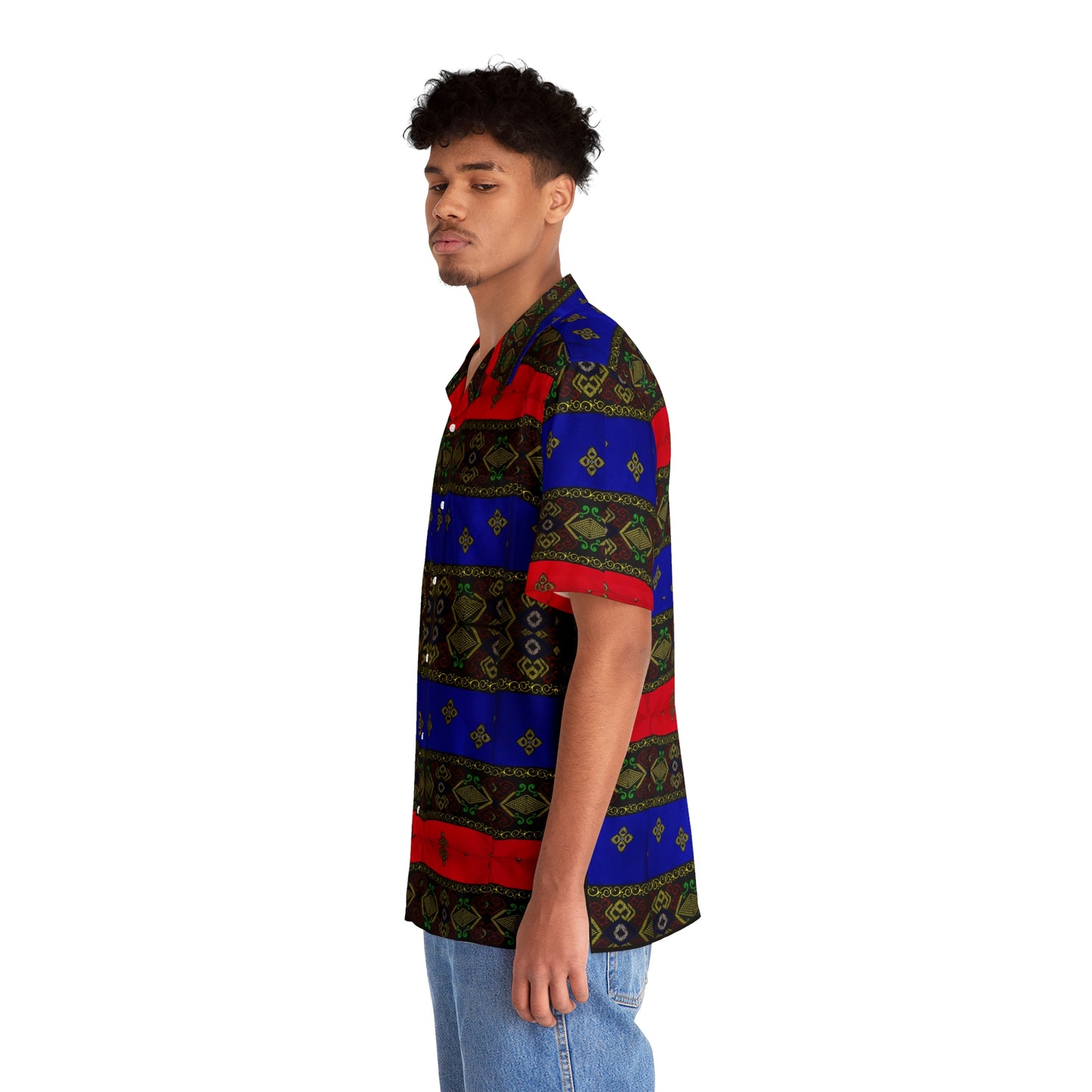Phiippines Filipino Batik Inspired Men's Hawaiian Shirt |Mindanao batik Hawaiaan Polo Shirt