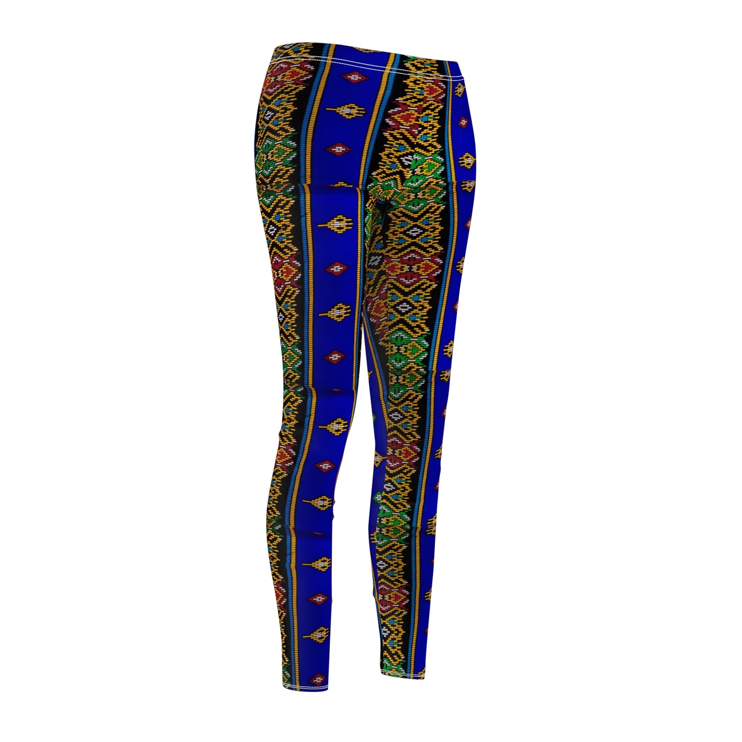 Philippines Filipino Mindanao batik Inspired Women's Cut & Sew Casual Leggings | Abstract blue themed batik Leggings