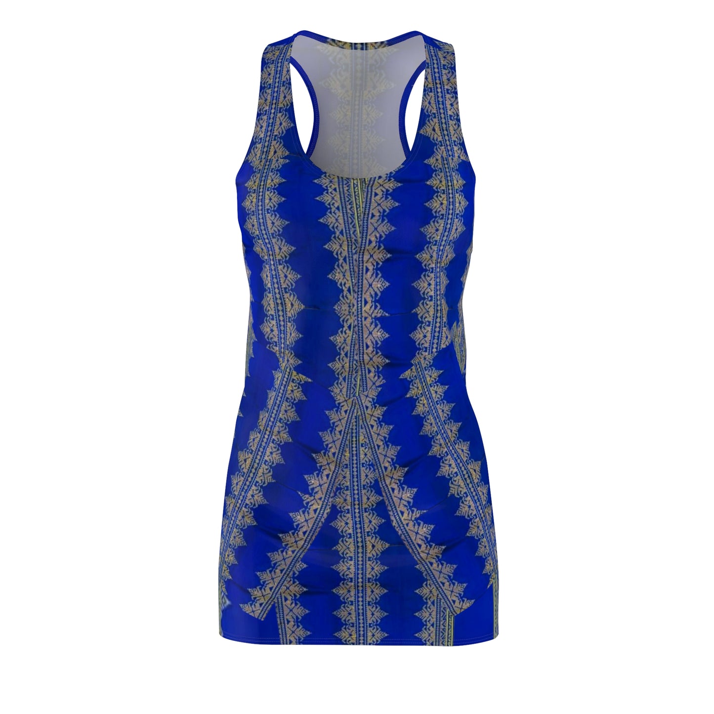 Philippines Filipino Batik Inspired Racerback Dress | Mindanao Batik Crisply PRINTED Multi Cultural dress |Blue batik Print.