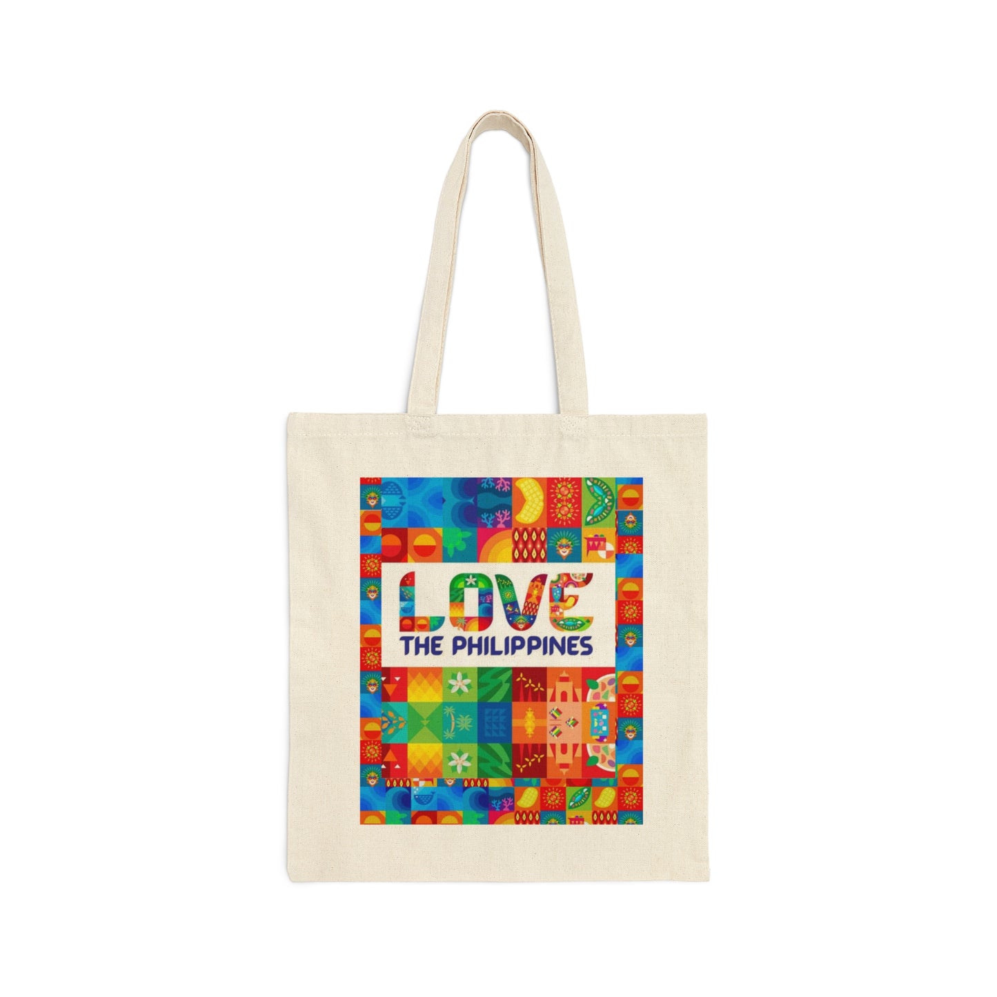Philippines Filipino Love the Philippines Cotton Canvas Tote Bag | Crisply printed Tote Bag