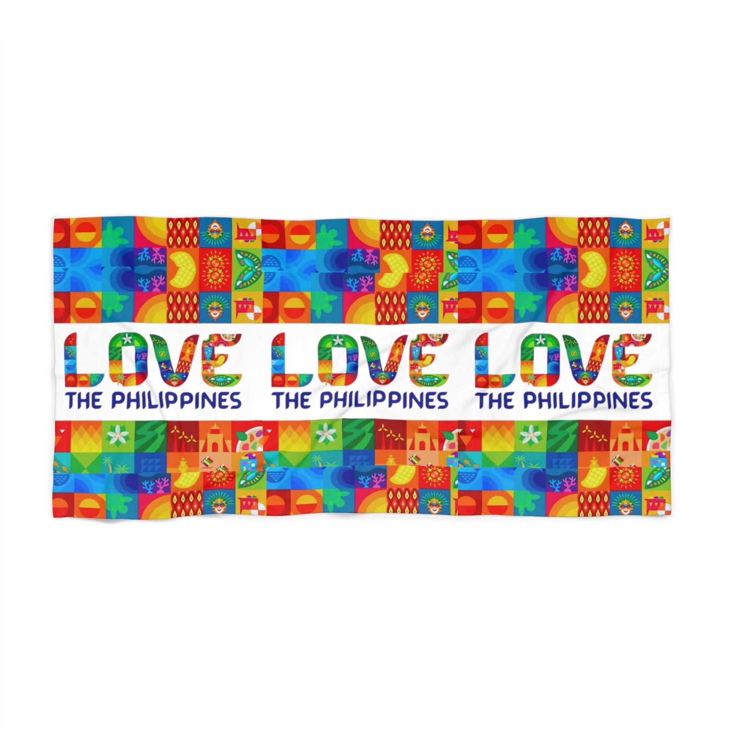 Philippines Filipino "Love the Philippines " Beach Towel Filipino Summer Beach Towel