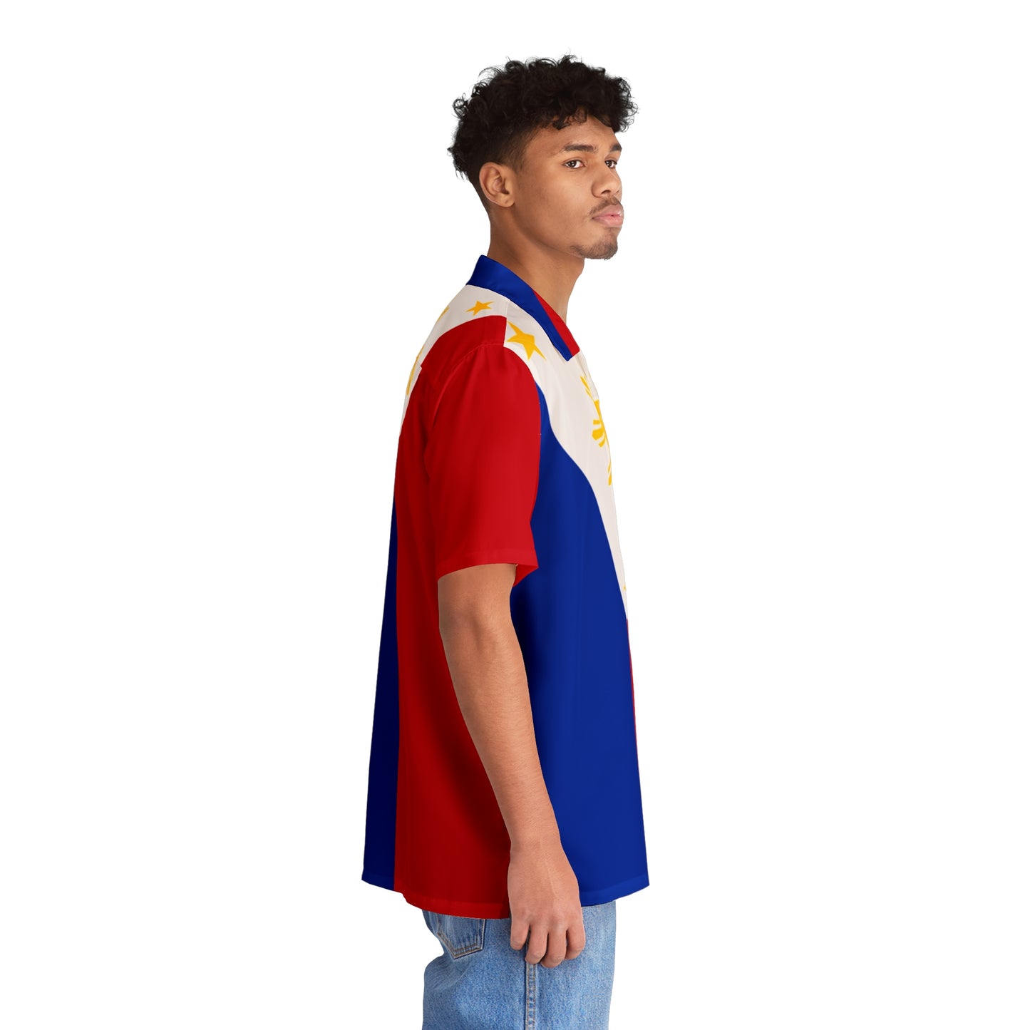 Philippines FilipinoFlag Inspired Men's Hawaiian Shirt | Multi Cultural Mens Costume | Philippine Independence day Celebration