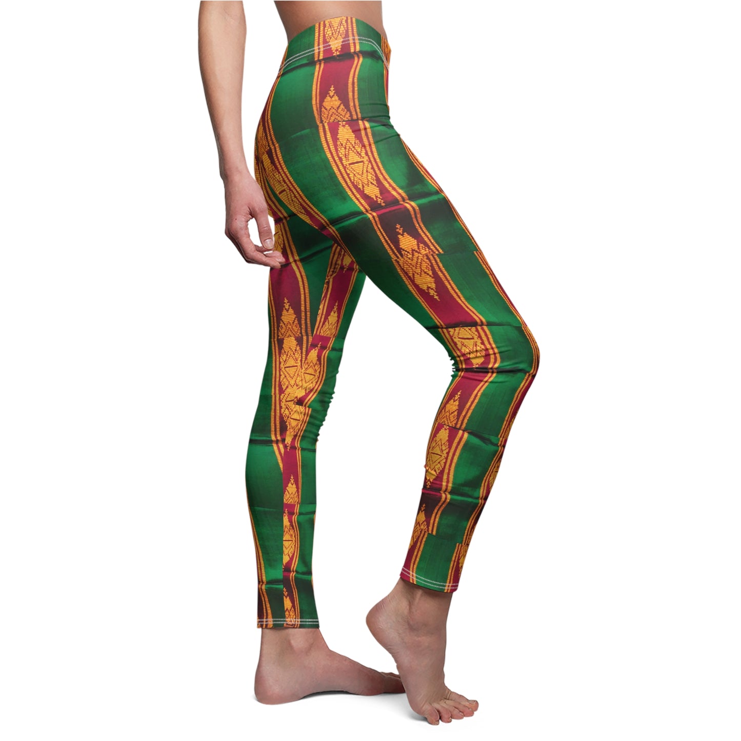 Philippines Filipino batik Mindanao Batik Inspired Women's Cut & Sew Casual Leggings | Green Abstract Batik leggings