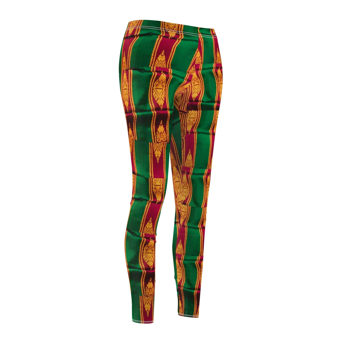 Philippines Filipino batik Mindanao Batik Inspired Women's Cut & Sew Casual Leggings | Green Abstract Batik leggings