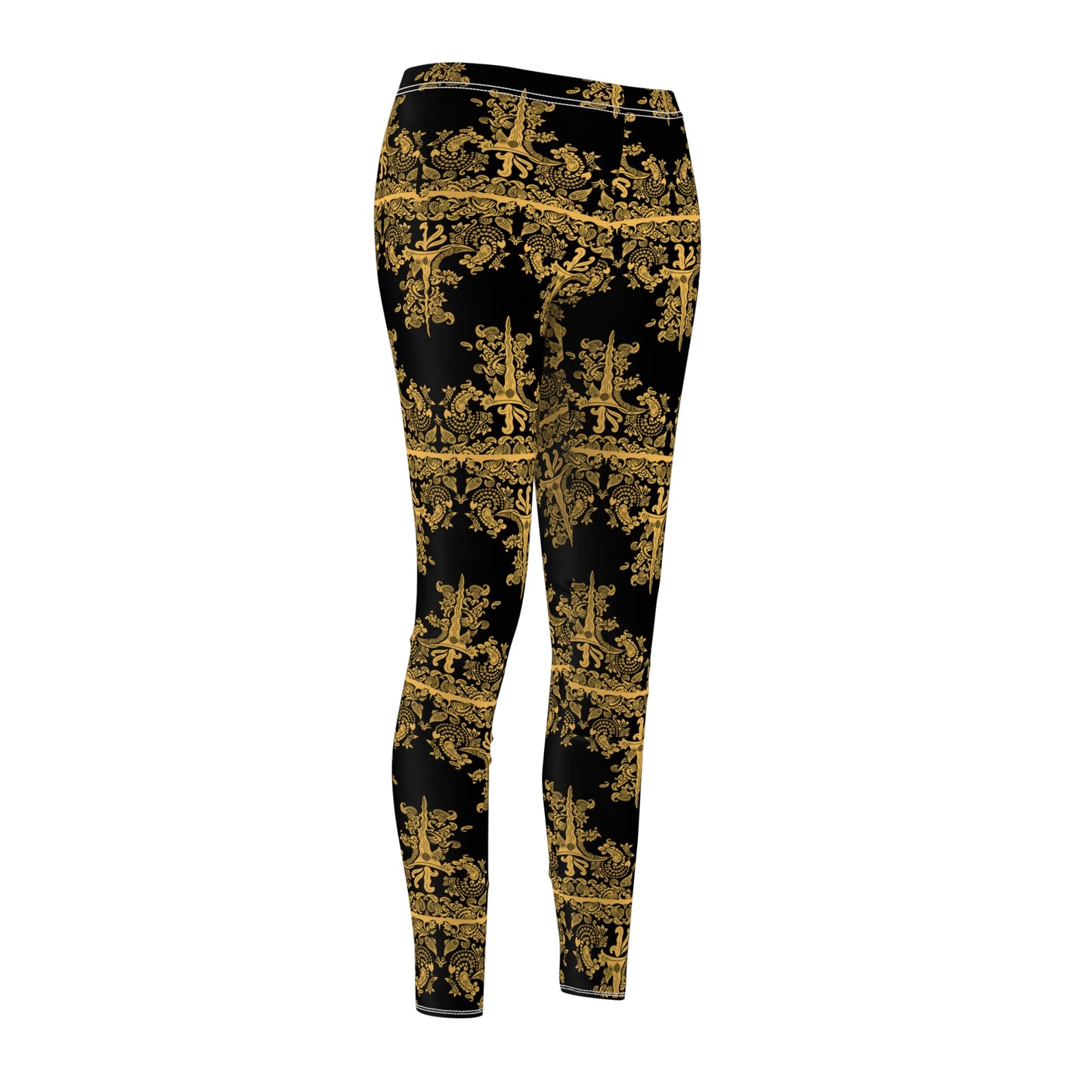 Philippines Filipino batik Mindanao Batik Inspired Women's Cut & Sew Casual Leggings | Black Batik leggings