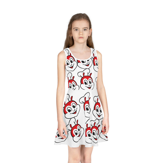 Philippines Filipino Jollibee Girls' Sleeveless Sundress| Kids Jollibee Dress | Unique Filipino gift idea for girls
