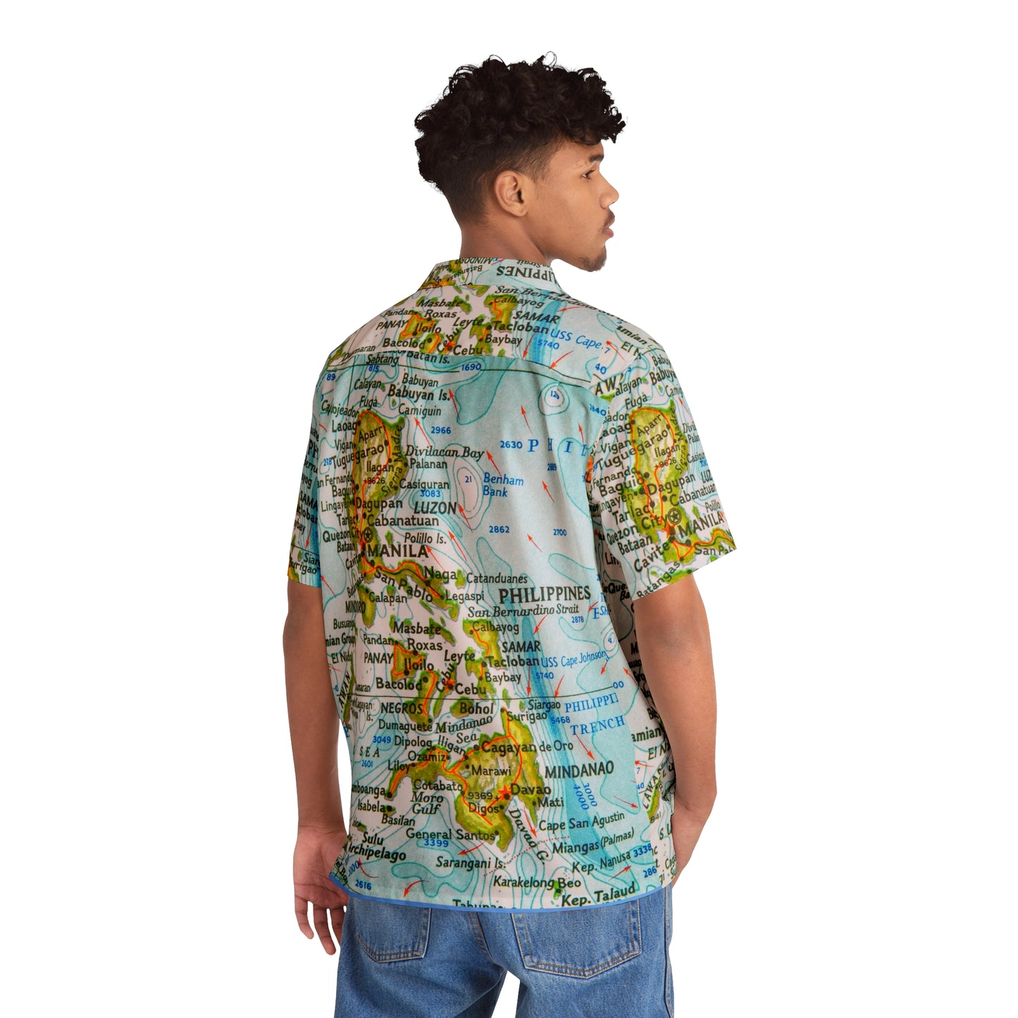 Philippine Map Inspired Men's Hawaiian Shirt | Multi Cultural Mens Costume | Philippine Independence day Celebration
