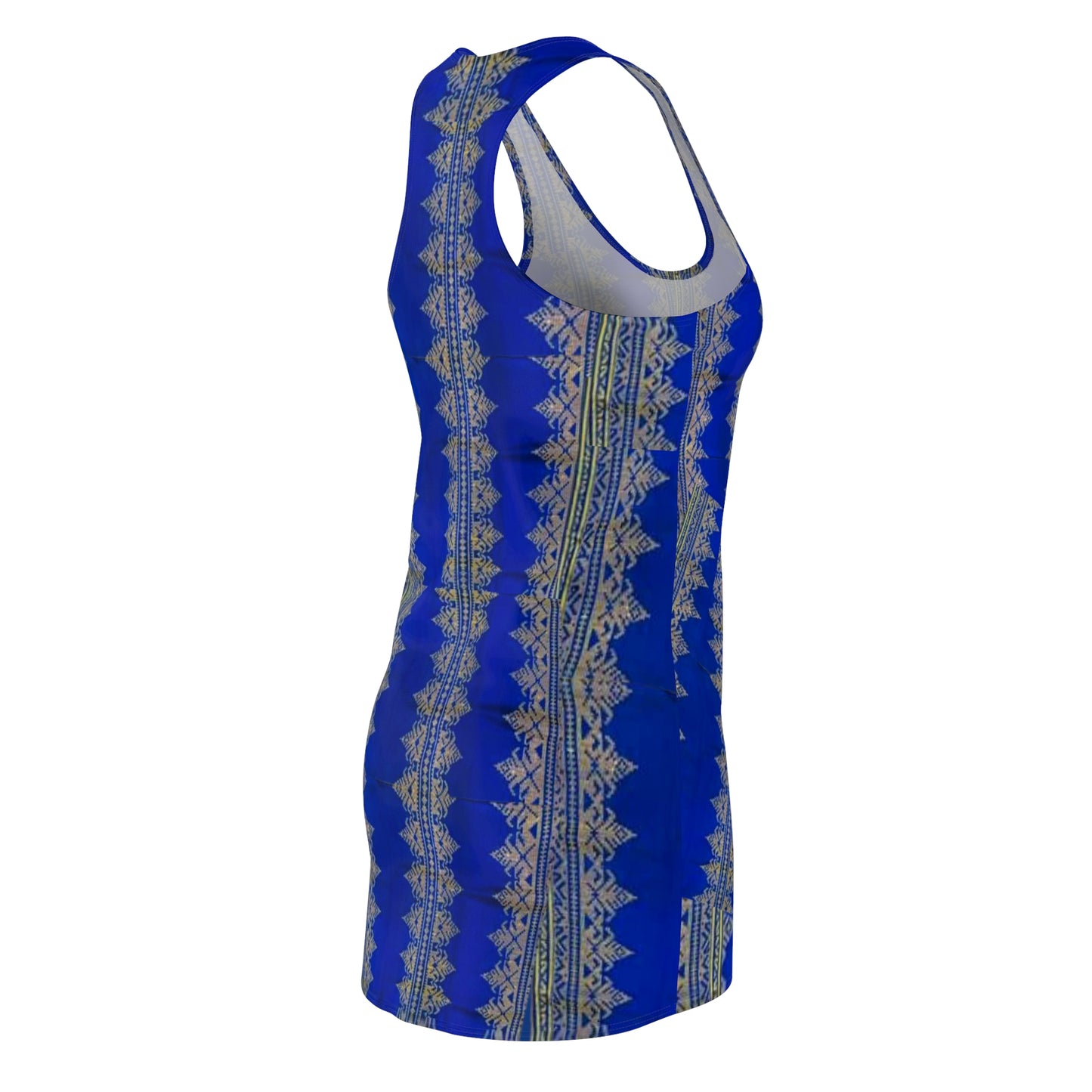 Philippines Filipino Batik Inspired Racerback Dress | Mindanao Batik Crisply PRINTED Multi Cultural dress |Blue batik Print.