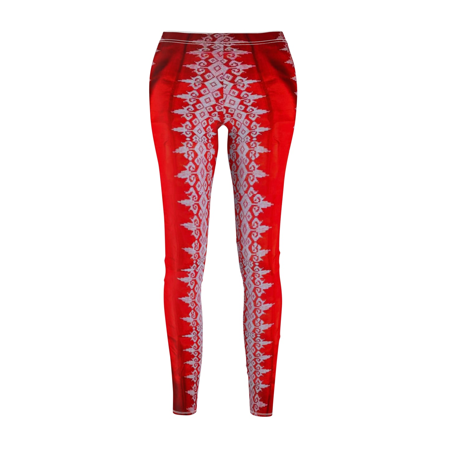 Philippines Filipino batik Mindanao Batik Inspired Women's Cut & Sew Casual Leggings | Red Batik leggings