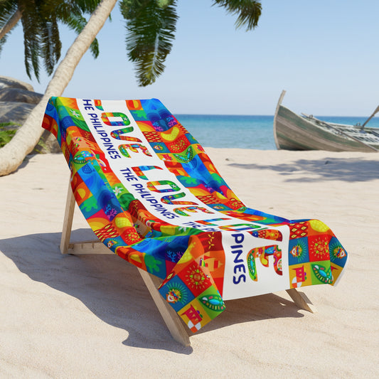 Philippines Filipino "Love the Philippines " Beach Towel Filipino Summer Beach Towel