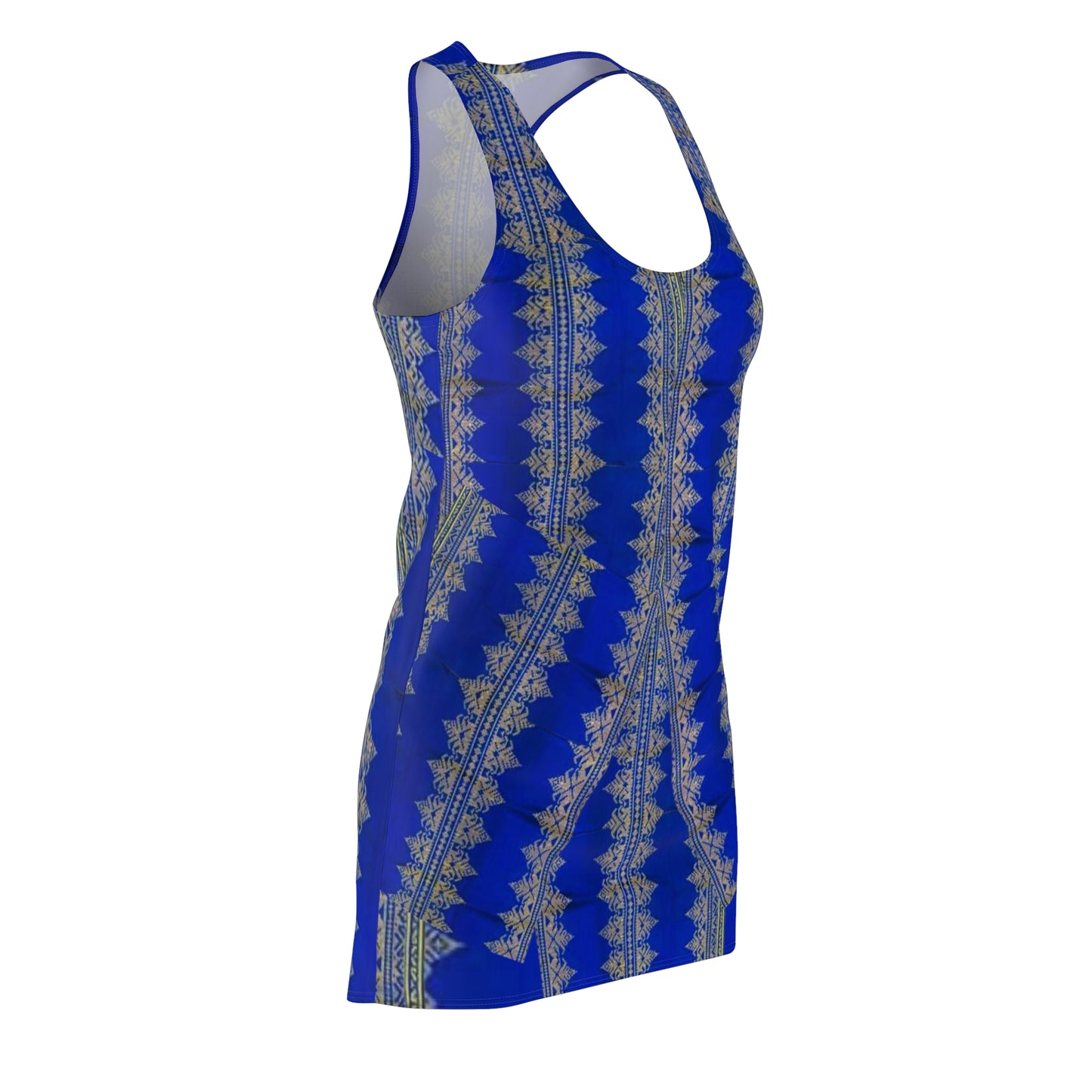 Philippines Filipino Batik Inspired Racerback Dress | Mindanao Batik Crisply PRINTED Multi Cultural dress |Blue batik Print.