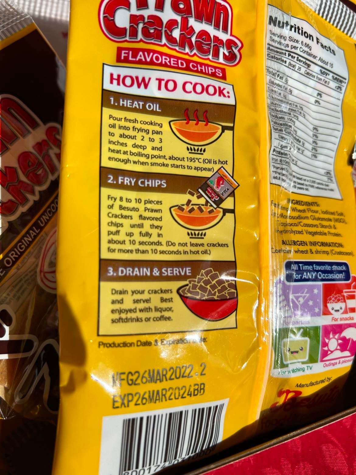 Philippines Besuto Prawn Bundle.Filipino prawn Chicharon (4) packs in a box, Ready & quick to cook. All time favorite chicharon crackers.