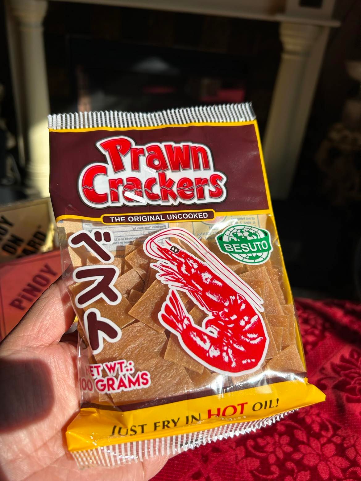Philippines Besuto Prawn Bundle.Filipino prawn Chicharon (4) packs in a box, Ready & quick to cook. All time favorite chicharon crackers.